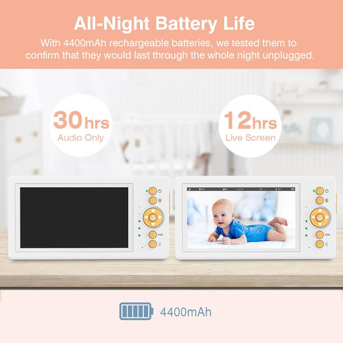 JouSecu 5" 720P 30hrs Baby Monitor No WiFi, HD Screen Baby Monitor with Camera and Audio with Long Battery Life, Baby
