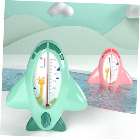 HAMPPLIES Bath Thermometer Cartoon Plane Shape Safe Water Temperature Measuring Tool Portable Green for Tub and Bath