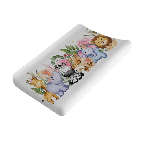 Jungle Safari Animals Changing Pad Covers, Unisex Tropical Leaves Flowers for Boys Girls, 32''x16'' Ultra Soft Sheets