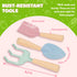 Set Floral Kids Gardening - Toddler Garden Tools, No-Leak Watering Can & Quality Tote Bag - Safe Metal Tools for Kids