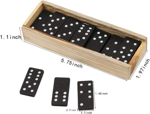 Set 12 Pack Kicko Mini Wooden Dominoes - - Miniature Classic Board Games - Small Blocks, Educational Toys, Game Tiles