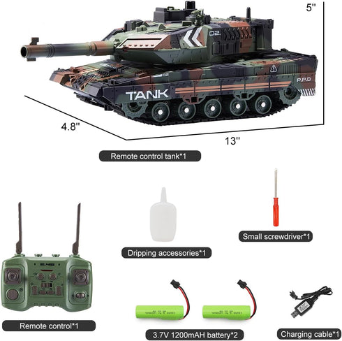2.4Ghz 13 6-8 9-12, RC Tank that Shoots for Kids - Remote Control Army Tank Toys with Auto Demo Sound Light Smoke