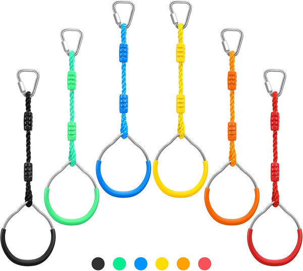 PELLOR Multi-Color Ninja Rings, Gymnastic Rings Backyard Playground Training Equipment Play for