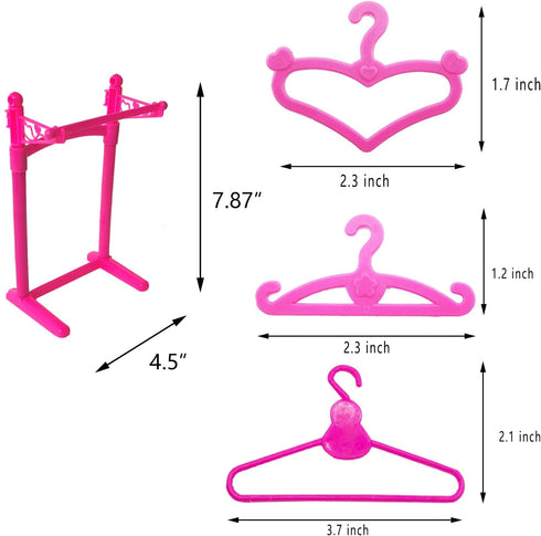 55PCS Doll Hangers for 12 Inch Dolls, Doll Clothes Accessories with 1 Display Rack