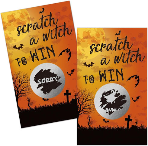 50 Pack Halloween Theme Scratch Off Game, Spider Witch Bat Halloween Scratch Card for Baby Shower Halloween Party Game Lottery Games Group Games Family Activity, Baby Shower Activity and Idea