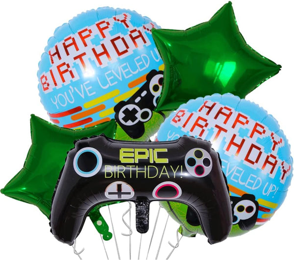 DIWULI Gamer Balloons Birthday Decorations Happy Birthday - Gamer Balloon Gamepad, Gamer Party Supplies, Gaming Balloon, Video Game Balloons for Party, Video Game Balloon Birthday Boy Girl Stars
