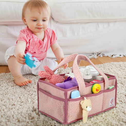 Bebe Bundle Diaper Caddy Organizer for Changing Table Nursery Storage Basket for Wipes, Diapers, Toys Portable Car