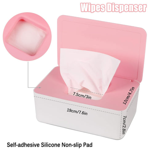 NOVWANG Wipes Dispenser, Baby Wipe Holder, Refillable Container for Bathroom Wipes, Pink