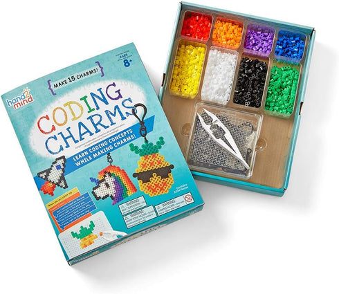 hand2mind-93398 Coding Charms, 15 Science Experiments, Activity Book, Fuse Bead Kit for Kids Ages 8-12