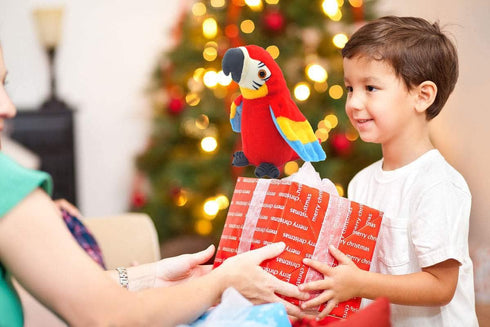 Talking Parrot Plush Toy that Repeats What You Say, Mimicry Pet Buddy Gift for Children (RED)