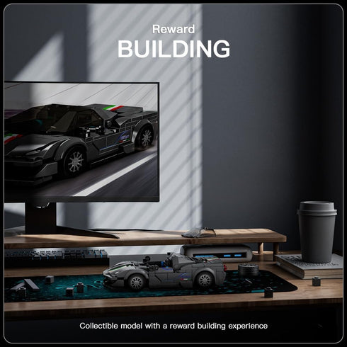Set 8+ 358 Mould King Car Building Toys with Acrylic Display Case, Model Race Car Toy Building Blocks Kit, Collectible