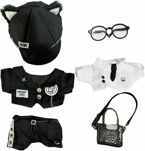 niannyyhouse 20cm Plush Doll Clothes Set - Hat, Coat, Shirt, Pants, Backpack & Glasses for 8in Dolls