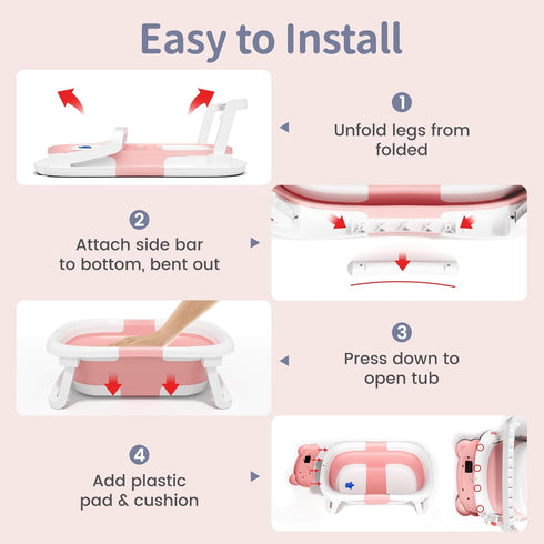 (0-18 Collapsible Baby Bathtub for Newborn to Toddler Months) - Foldable Baby Bath Tub with Soft Towel, Newborn& Infant