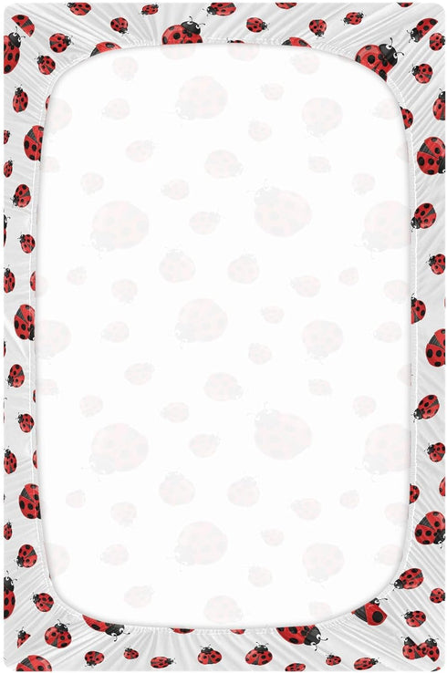 Sheet,52x28IN Pfrewn Crib Sheets for Boys Girls Red Ladybug Fitted Crib Sheet Fits Standard Crib Mattress Pads Stretch