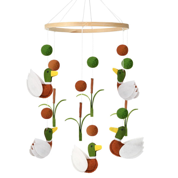 Sonwyoung Mallard Duck Baby Mobile for Crib Nursery Felt Wooden Wild Mallard Duck