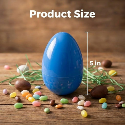 AquaHood 5 Inch 6 Pack Easter Eggs Decorations Plastic Large: Jumbo Fillable Colorful Bright Easter Egg Hunt Empty Bulk