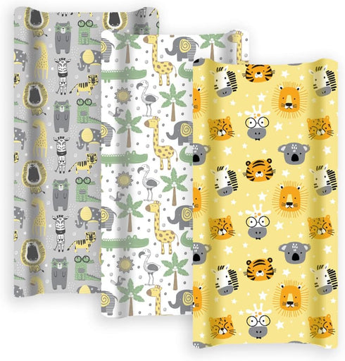 Grow Wild 3 Pack 3 Pack Crib Sheets and Changing Pad Covers Bundle - Soft & Stretchy Jersey Cotton - Safari Animals