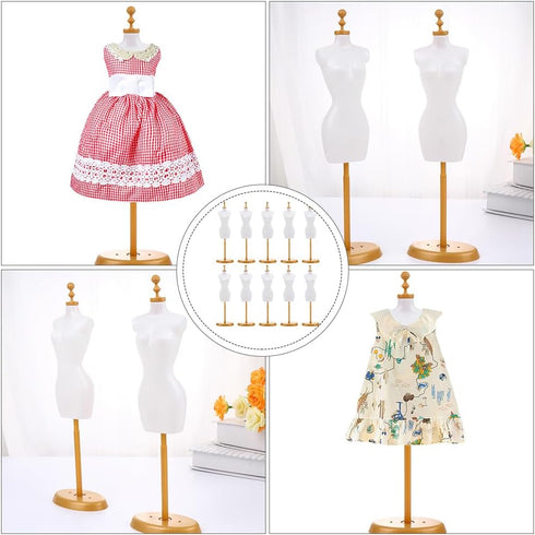 EXCEART 20 Pcs Model Stand Dress Form Mannequin Doll Holders, White Plastic Clothing Display for Fashion Dolls