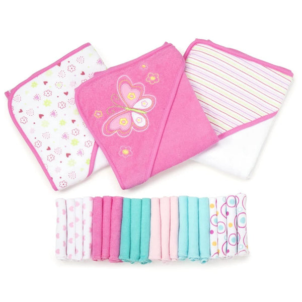 Spasilk Bath Hooded Towels & Washcloths Set for Babies, 23-Piece Gift Set,