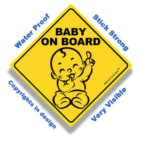 2023 Design - Baby on Board Sticker Sign (3 Pack), Baby Car Decal, US Department of Transportation Recommended Color &