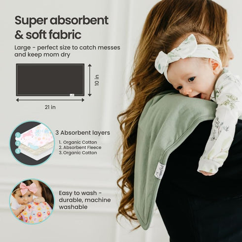 21''x10'' 3-Pack Set Copper Pearl Baby Burp Cloth Large Size Premium Absorbent Triple Layer Gift Aussie