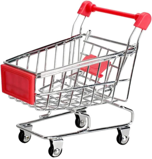 kxkxvovo Mini Shopping Cart, Red, Durable, Perfect for Role Play, Storage, and Decor