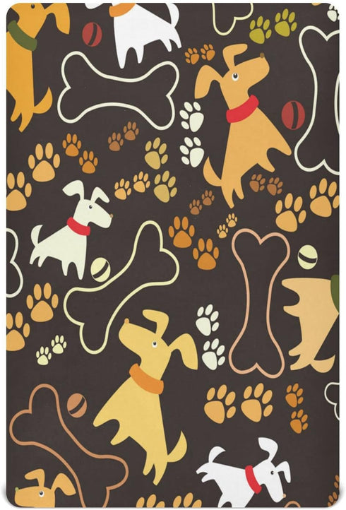 ATTX Fitted Crib Sheet Cute Cartoon Dog Paw Bone Baby Sheets for