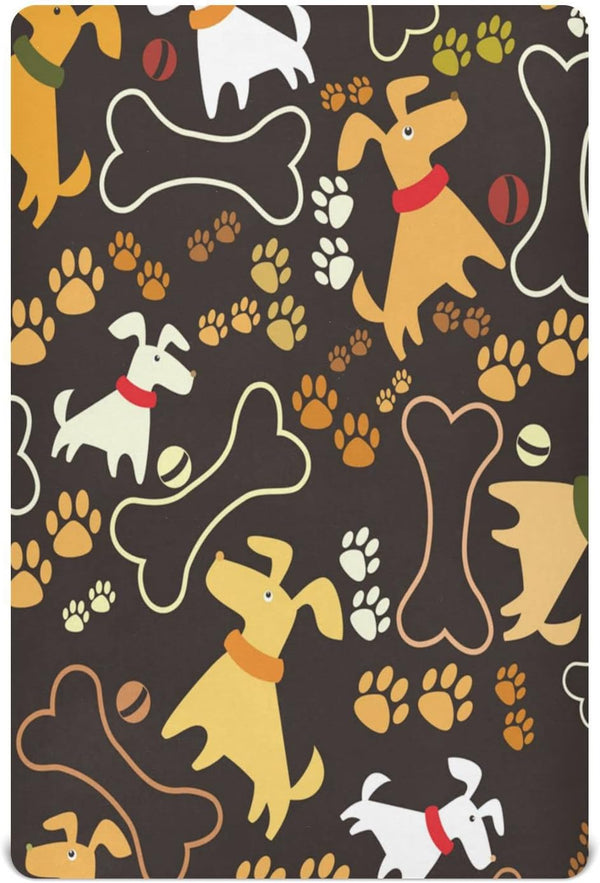 ATTX Fitted Crib Sheet Cute Cartoon Dog Paw Bone Baby Sheets for