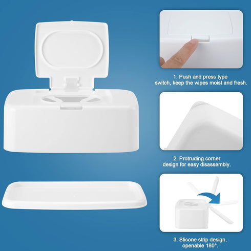 Rarowanti 2 Pack Wipes Dispenser, Small Wipes Case with Lid, Wet and Dry Tissue Box, Dustproof Wipe Container