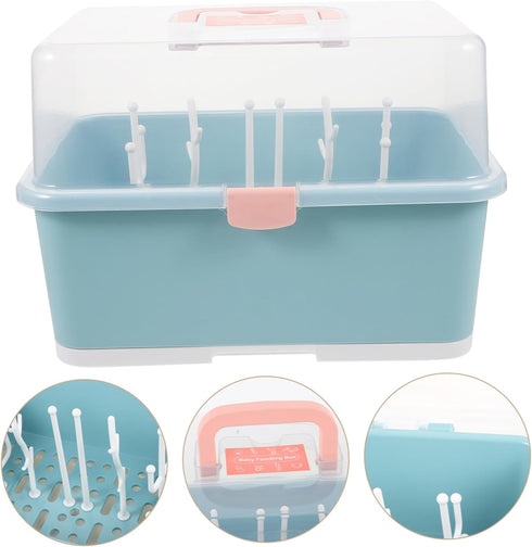 LIOOBO Baby Bottle Drying Box Pacifier Storage Rack Case Large Portable Drying Rack for Breastfeeding Supplies Plastic