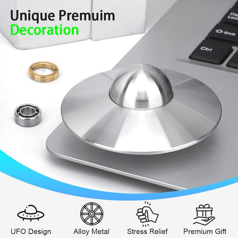 UFO Fidget Spinner Toy for Kids Adults, Alloy Metal Spaceship Finger Hand Spinner, Cool Desk Gadget Decoration