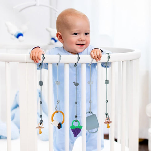 6-Pack Baby Toy Straps, Silicone High Chair & Stroller Straps, Baby Travel Essentials with Pacifier Clips