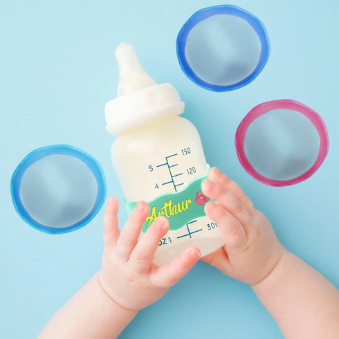 Personalized Baby Bottle Labels,Customizable Silicone Water Bottle Name Bands for Nursery,Reusable Customized Baby's