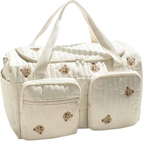 Generic Large Diaper Bag, Cartoon Bear Diaper Bag with Compartment Portable Nappy Pouch,
