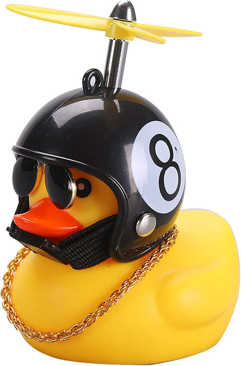 wonuu Rubber Duck Car Decorations - Cute Yellow Duck Dashboard Ornaments with Propeller (W-8&Black)