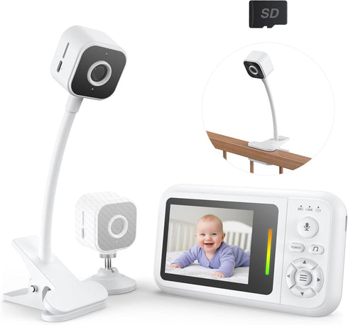 NUOTUN Baby Monitor with Camera and Audio, Baby Monitor No Wifi with Clip