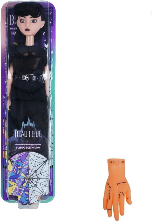 Girls Dolls in Gift Box - 11.5 Inch Black Doll with Black Dress, High Heels & Hair, Gift for Kids & Fans