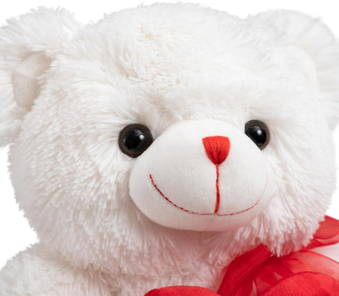 HollyHOME I Love You Teddy Bear - Soft Plush Toy with Heart, 12 inches White, Christmas Valentine's Day Gift