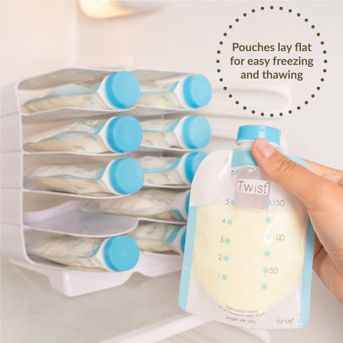 Kiinde Keeper Twist Pouch and Foodii System Breast Milk Bag & Baby Food Pouch Organizer, Refrigerator Storage