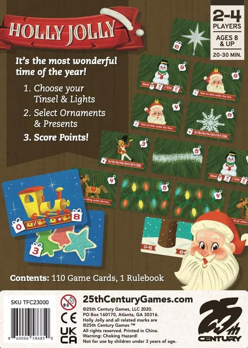Holly Jolly Christmas Themed Family Card Game - Collect Presents, Ornaments & Stockings