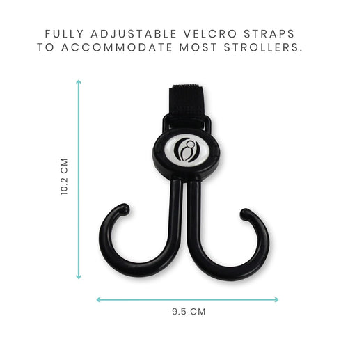 Lulyboo 2 Pack Multi-Use Organizer Hook Clips, Metal Handle for Strollers, Diaper Bags, and Shopping
