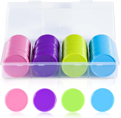 SenseYo 100 Pcs 1.45 Inch Poker Chips with Storage Box for Kids Math