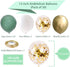 Green and Gold Party Balloons, 50 Pcs 12 Inch Retro Sage Green White Metallic Balloons with Gold Confetti for Wedding