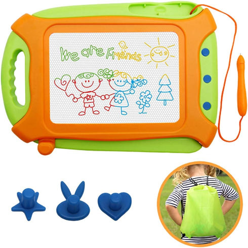 Magnetic Drawing Board for Toddlers, Travel Size Erasable Sketch Toy with Carry Bag, Magnet Pen & Three Stampers