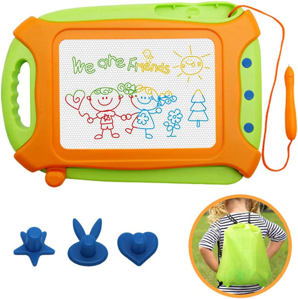 Magnetic Drawing Board for Toddlers, Travel Size Erasable Sketch Toy with Carry Bag, Magnet Pen & Three Stampers