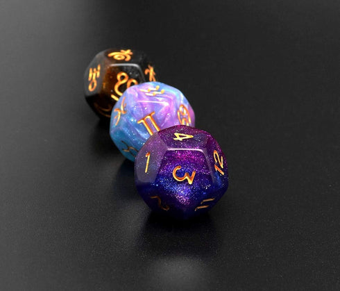 3 Pieces Astrology Dice Acrylic Pearl, Astrological Dice for Constellation Divination, 3 Colors D12 Glitter Astro Dice