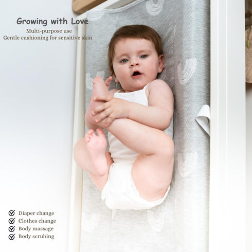 BaeBae Goods 2 Contoured Baby Changing Pad w/Waterproof Foam Mattress, Includes Soft, Removable & Washable Covers