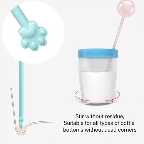 Psdndeww Convenient Baby Milk Powder Stirrer Lovely Stir Stick Mixing Rod with Over-Heat Reminding Silicone Mixing