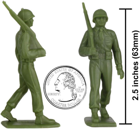 BMC Marx Plastic Army Men Marching US Soldiers - 27pc Green WW2 Figures, US Made