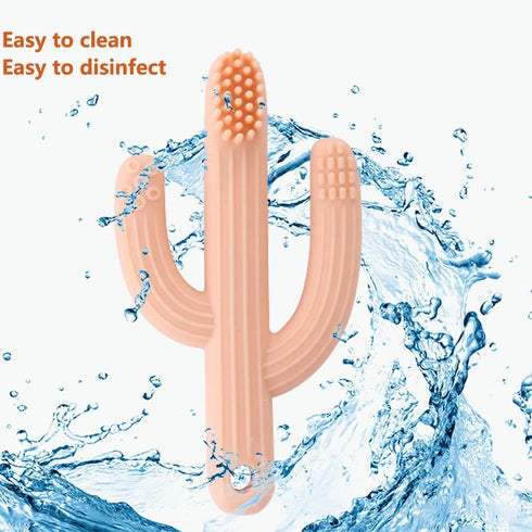Cactus Teether, Baby Teething Toys for 0-6 Months, Natural Organic BPA Free (Peachy)